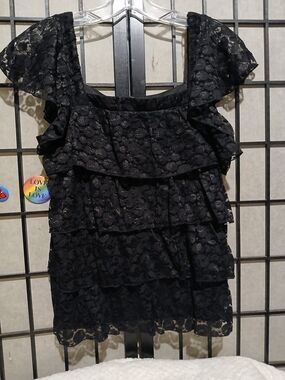 Apt. 9 Black Lace Ruffle Tank Top
